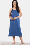 Zivame Silky Elegance Woven Nightdress With Robe - Moroccan Blue — thumbnail 6